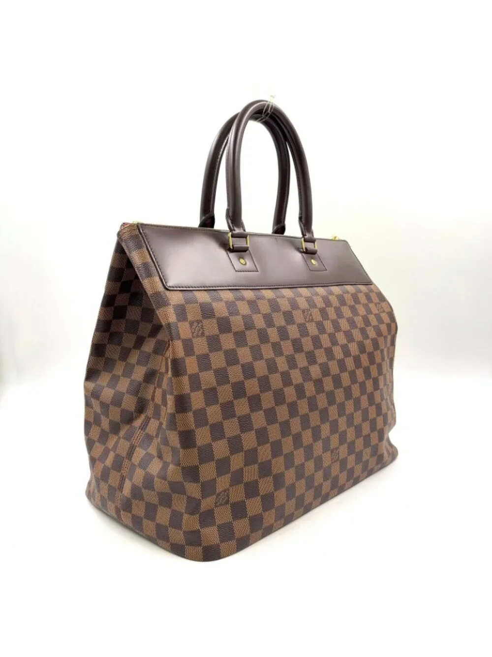 Louis Vuitton Greenwich PM Damier Ebene Leather Brown Boston Bag Gold